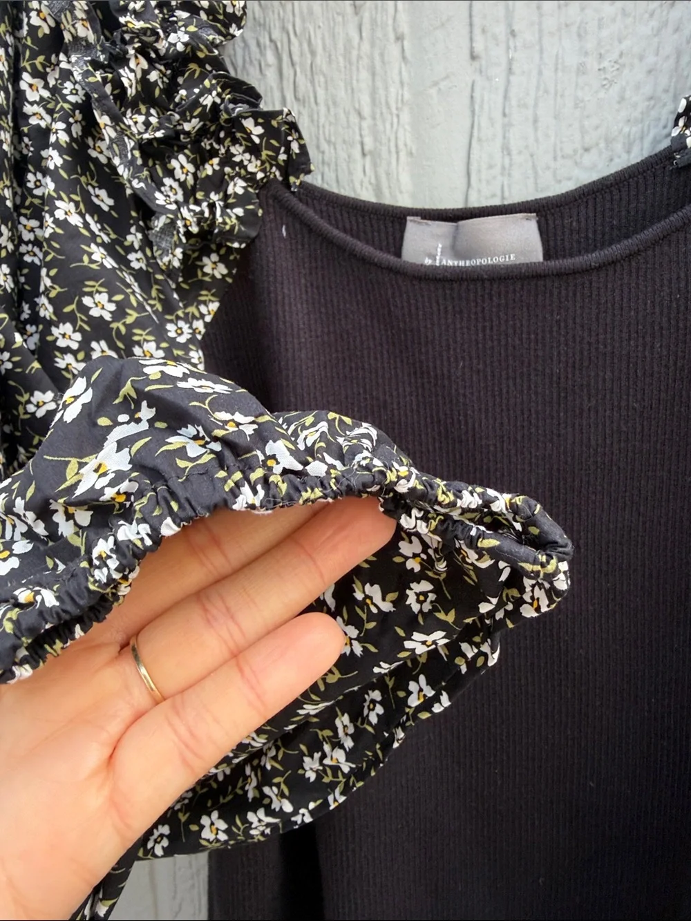 Anthropologie Woven Floral Puff Sleeves Sweater Size: 2X